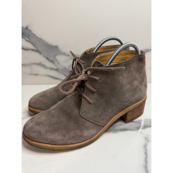 Clarks Women's Gray Suede Phenia Carnaby Boots Sz 7.5 Classic Preppy Victorian - Picture 3 of 7